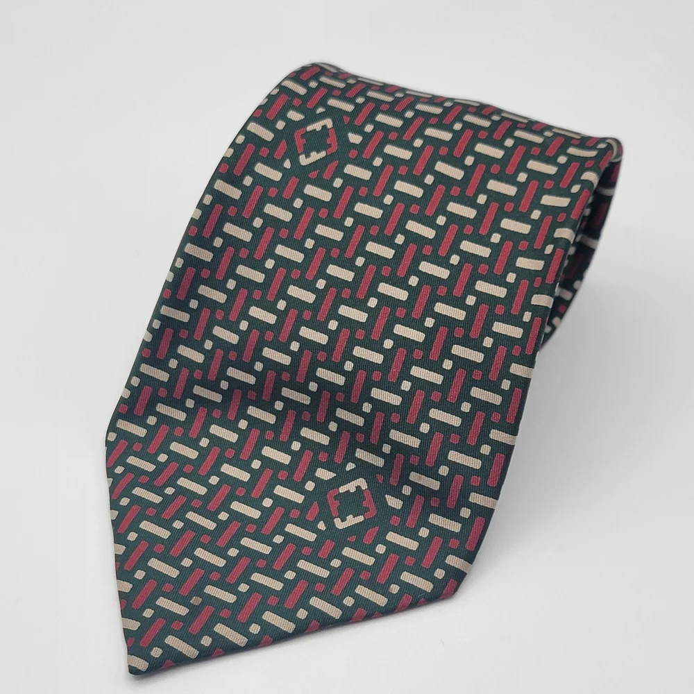 Salvatore Ferragamo Brown Beige Red‎ Necktie Tie 100% Silk Italy